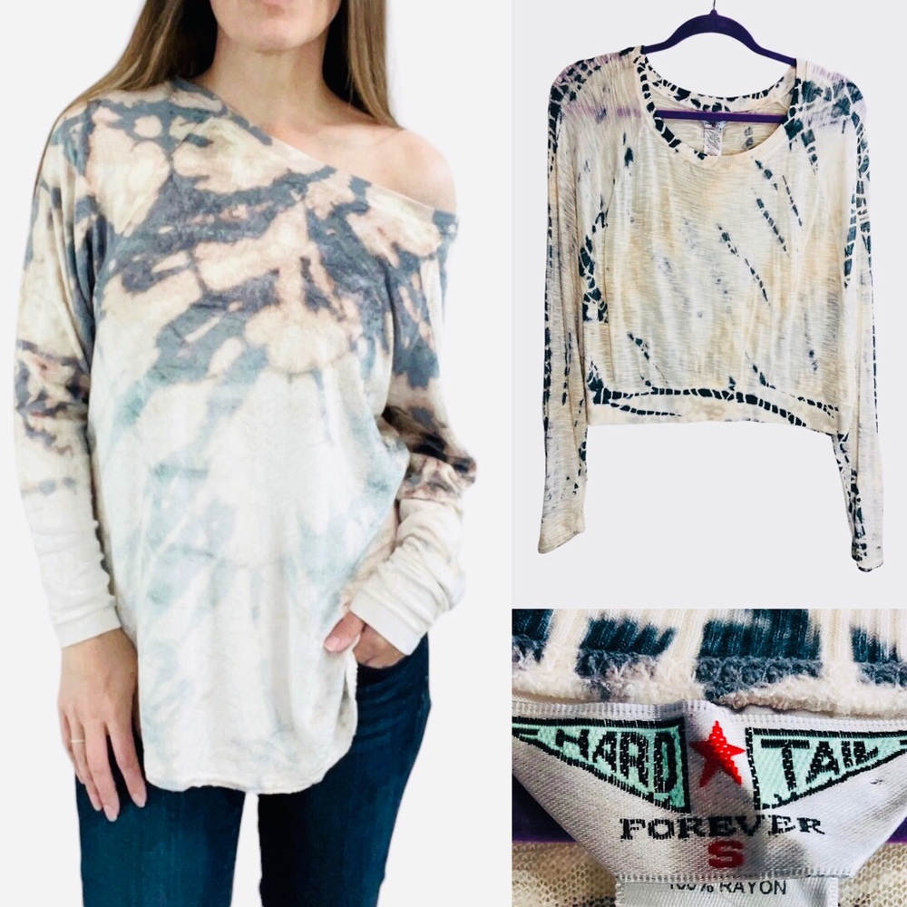 Hard Tail Forever Boho Hippie Pane Raglan Sleeve Velour Tie Dye Top Small - Picture 1 of 10